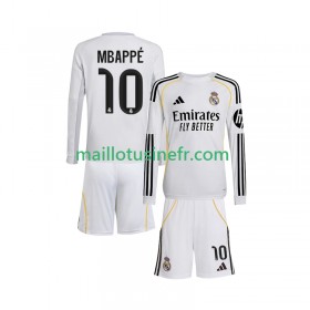 Maillot de Foot Real Madrid Kylian Mbappé 10 Domicile 2025-26 Manches Longues - Enfant